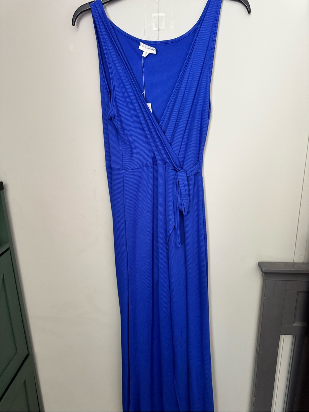 See You Monday Cobalt Blue Ribbed V-Neck Top - Picture 4 of 4